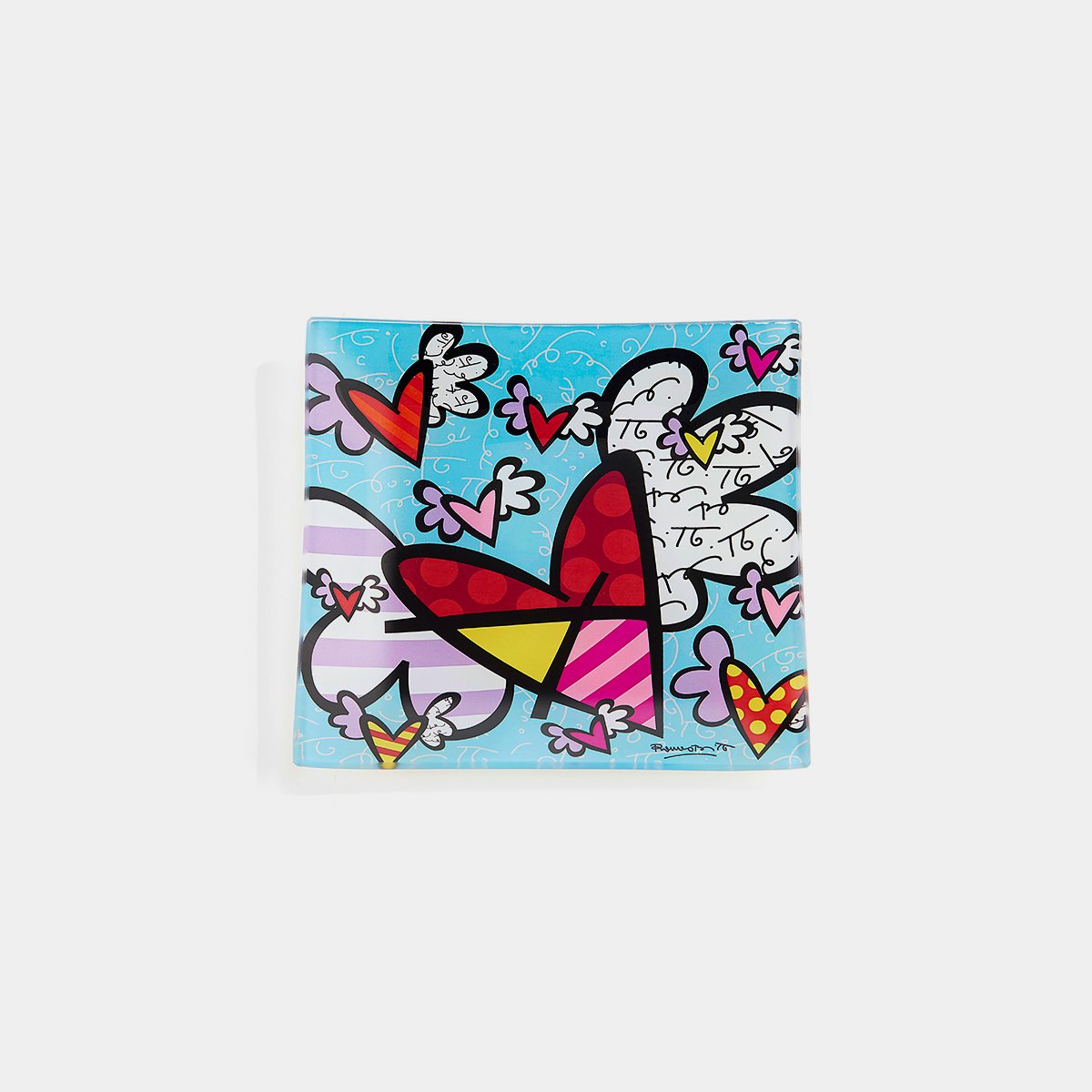 Britto Glass Plate Flying Heart - Designer Studio - Decor objects