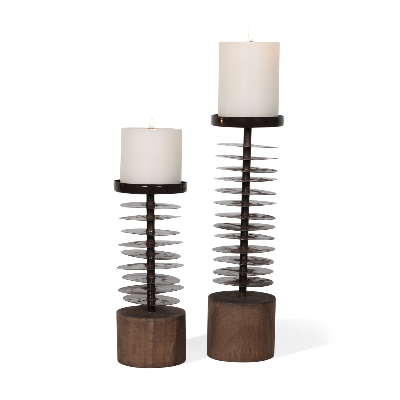 Eucalyptus Metal & Wood Candle Holders (S/2) - Designer Studio - anniversary gifts