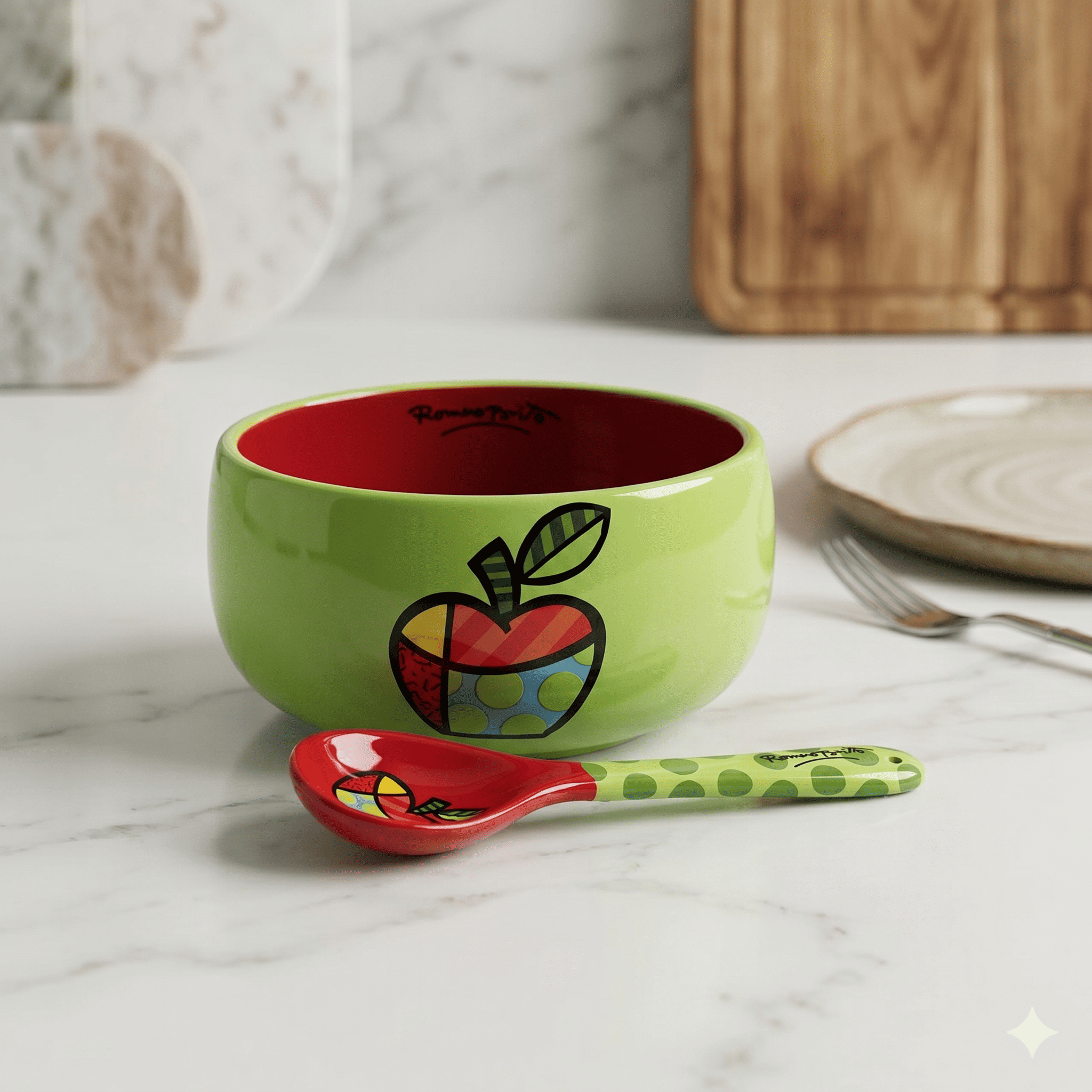 Britto Apple Bowl with Spoon