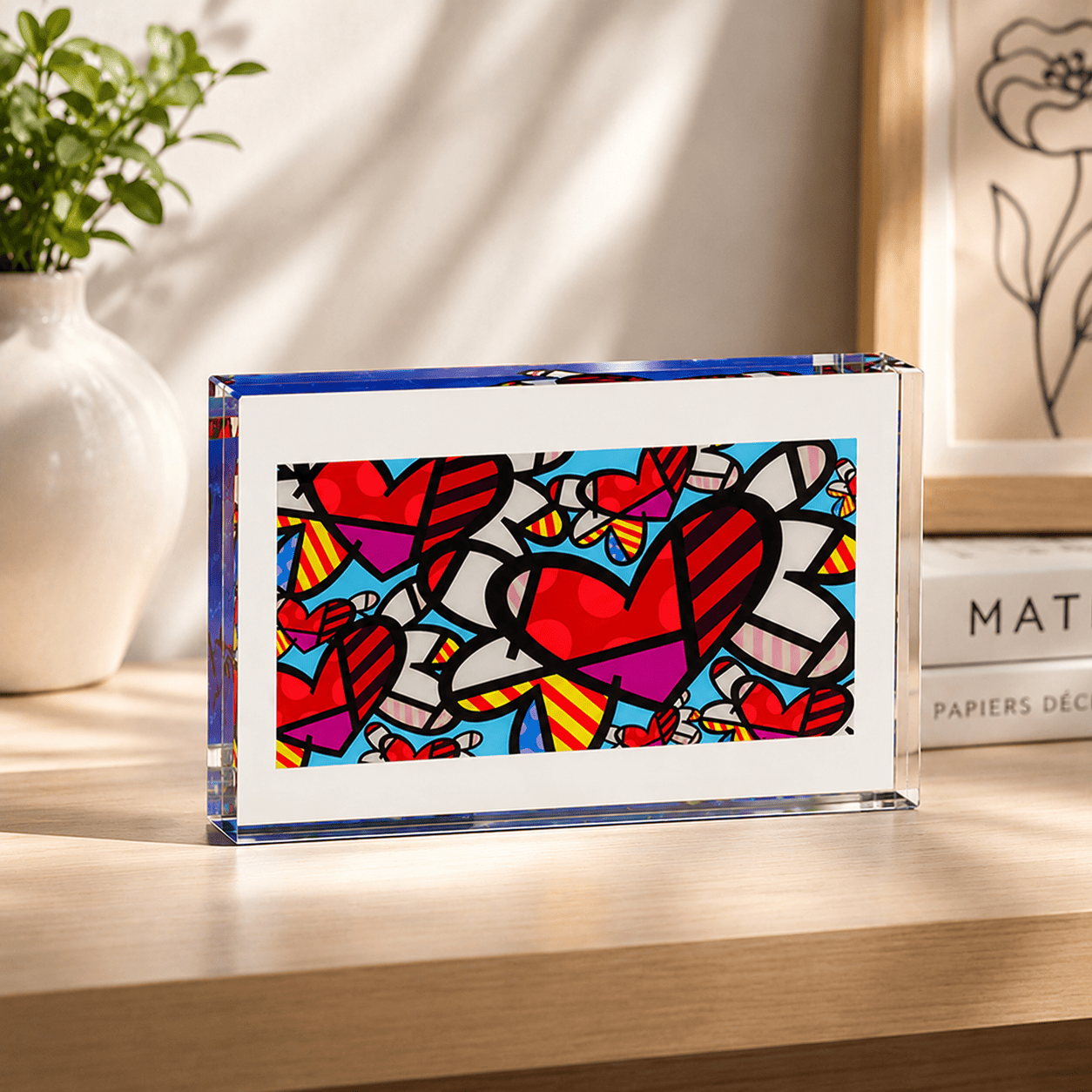 Britto Heart Glass Block