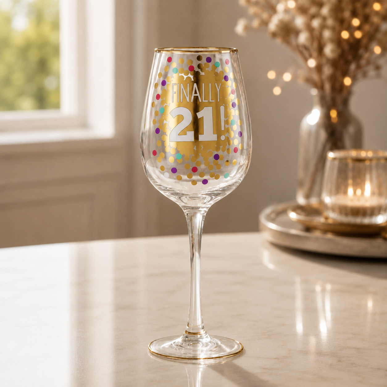 Finally 21 Wine Glass