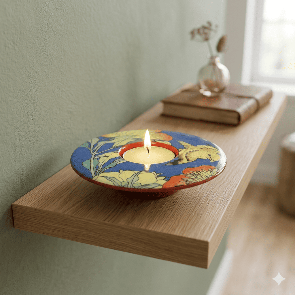 Hokusai Canary & Peony Dish T-Light
