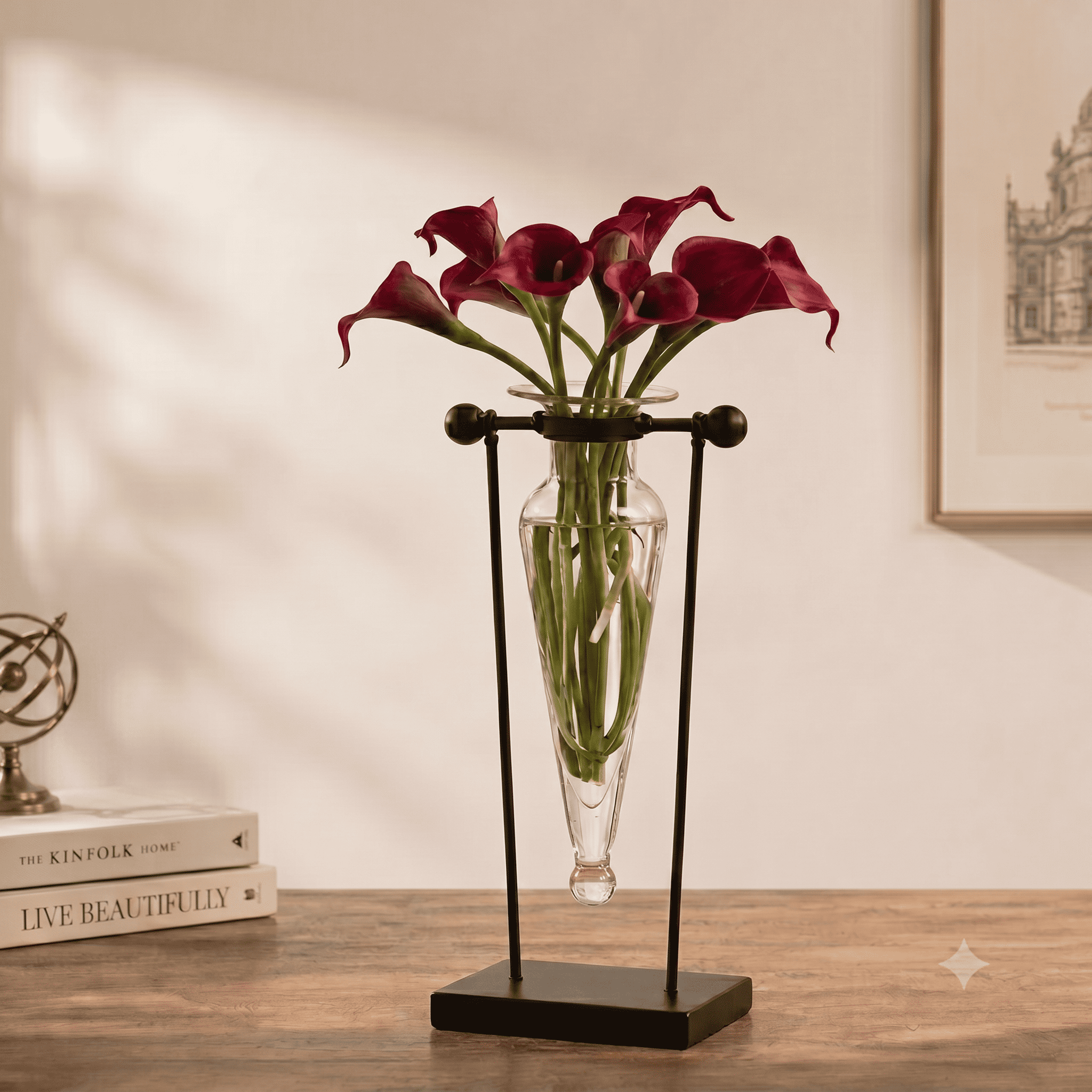 Metal And Glass Flower Vase