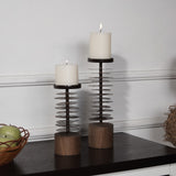 Eucalyptus Metal & Wood Candle Holders (S/2) - Designer Studio - anniversary gifts